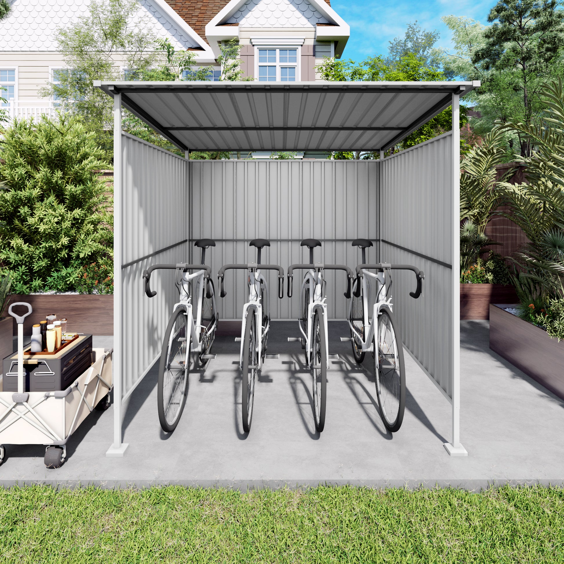 6x6FT Outdoor Pergola for Patio,Bike Storage Shed,Lean to Hardtop Grill Gazebo, Metal Pergolas and Gazebos,Year-Round Metal Gazebo Heavy Duty Awnings for Patio, Decks,Lawn, Backyard image 1