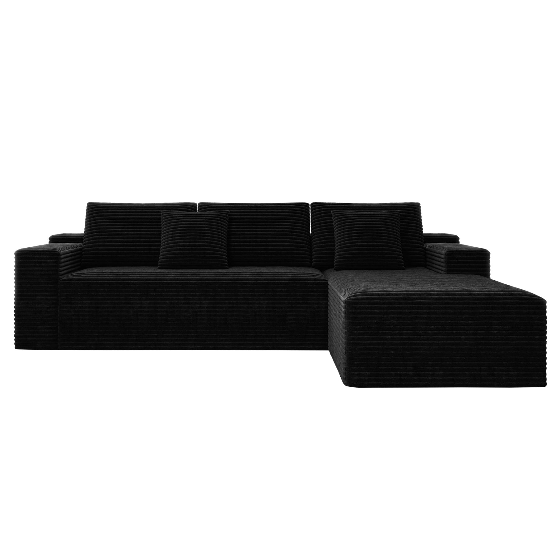 104.3*68.9"Modular sectional sofa seat,Upholstered compressed couch for living room,Bedroom,Apartment,No assembly required,2PC free combination,Plush corduroy fabric,BLACK image 8