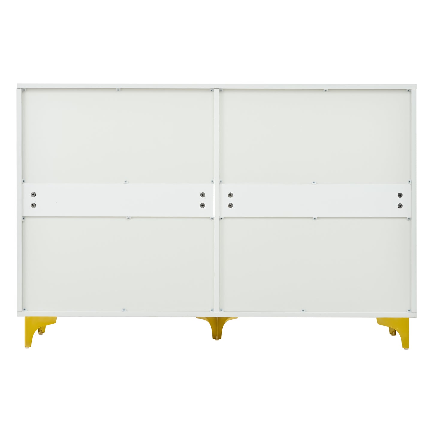 White 6 Drawer Dresser with Gold Handles & Metal Legs, Deep Storage Space, Modern Chest of Drawers, Wooden Dresser Tv Stand for TV Stand,Living Room, Hallway, Entryway image 4