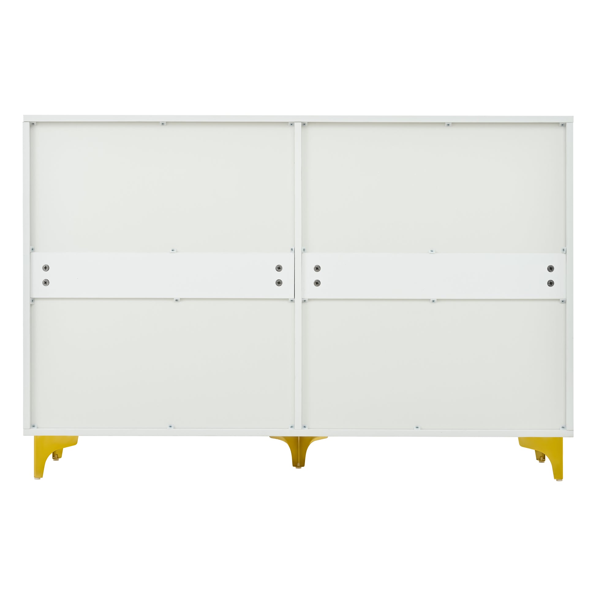 White 6 Drawer Dresser with Gold Handles & Metal Legs, Deep Storage Space, Modern Chest of Drawers, Wooden Dresser Tv Stand for TV Stand,Living Room, Hallway, Entryway image 4