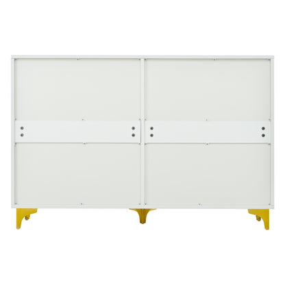 White 6 Drawer Dresser with Gold Handles & Metal Legs, Deep Storage Space, Modern Chest of Drawers, Wooden Dresser Tv Stand for TV Stand,Living Room, Hallway, Entryway image 4