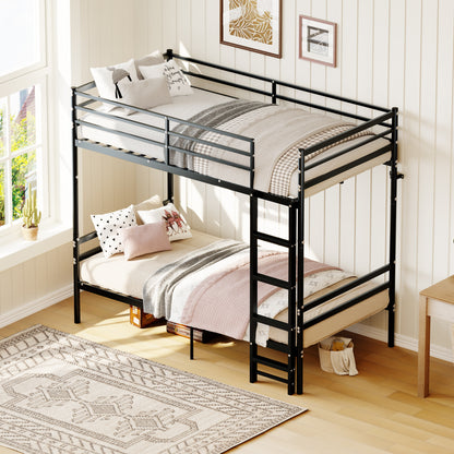 Bunk Bed Twin Over Twin for Kids/Teens/Adults Duty 2 Decker Bed with Flat Ladder, Metal Space Saver Bed with Stairs, Black image 4