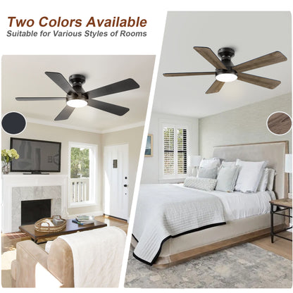Ceiling Fans with Lights, 52 inch Low Profile Ceiling fan with Light and Remote Control, Flush Mount, Reversible, 3CCT, Dimmable, Noiseless, Black Ceiling Fan for Bedroom, Indoor/Outdoor Use image 2