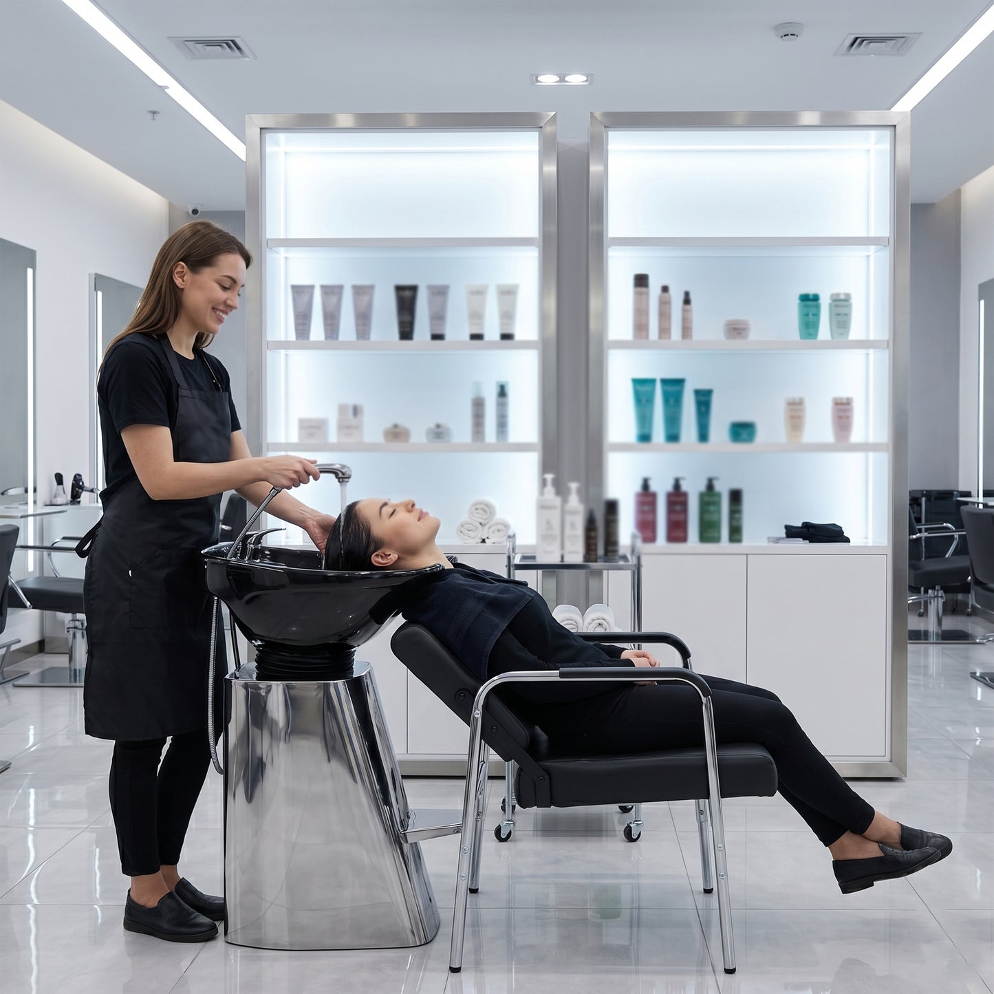 Reclining Shampoo Chairs for Salon-BLACK image 3