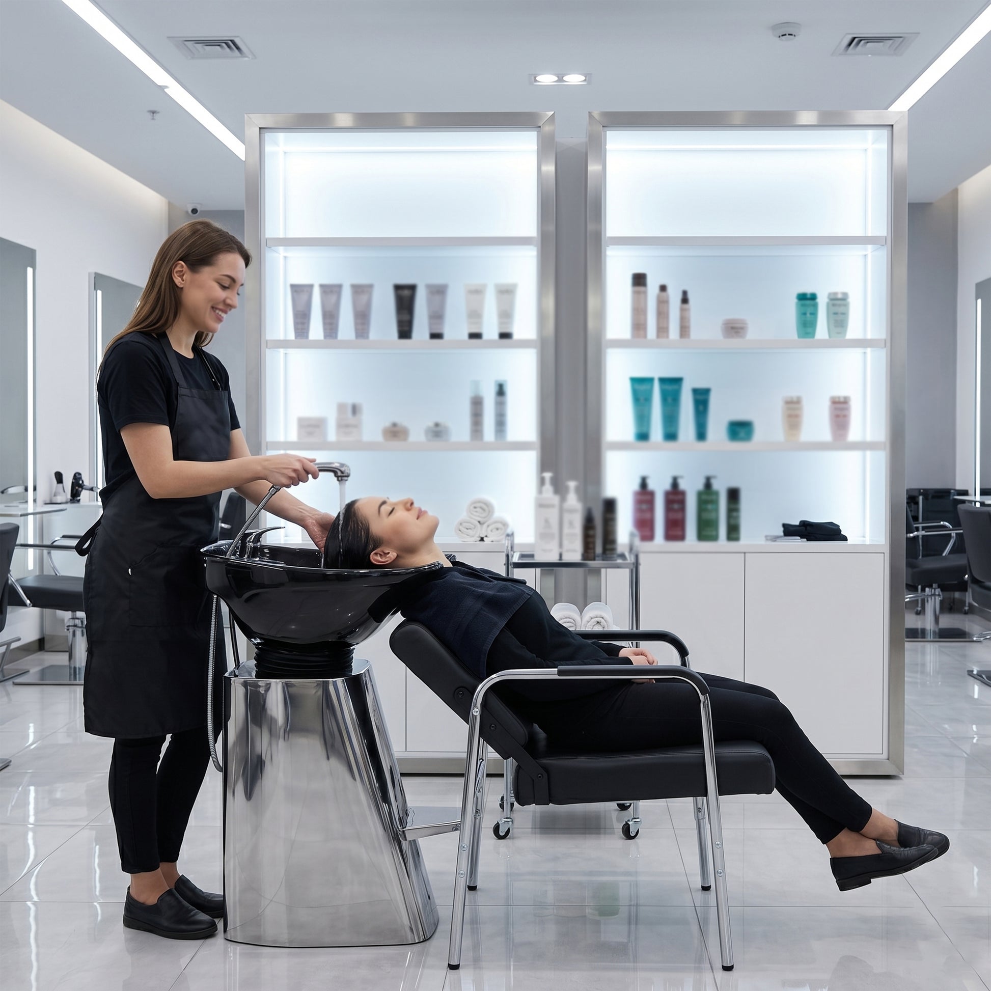 Reclining Shampoo Chairs for Salon-BLACK image 3