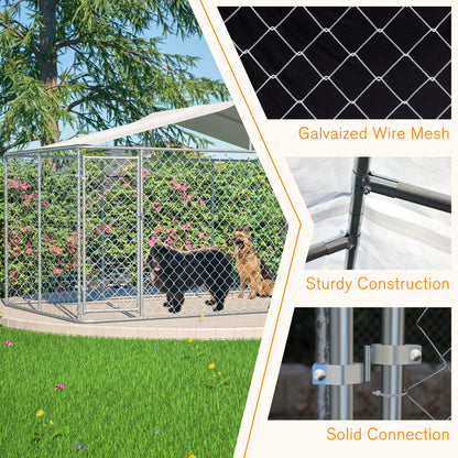 Heavy Duty Outdoor Dog Kennel 13.1x7.5x7.6 ft, Galvanized Chain Link Playpen with Waterproof Anti-UV Cover, Secure Lock, Large Exercise Pen for Puppy & Small Pets image 3