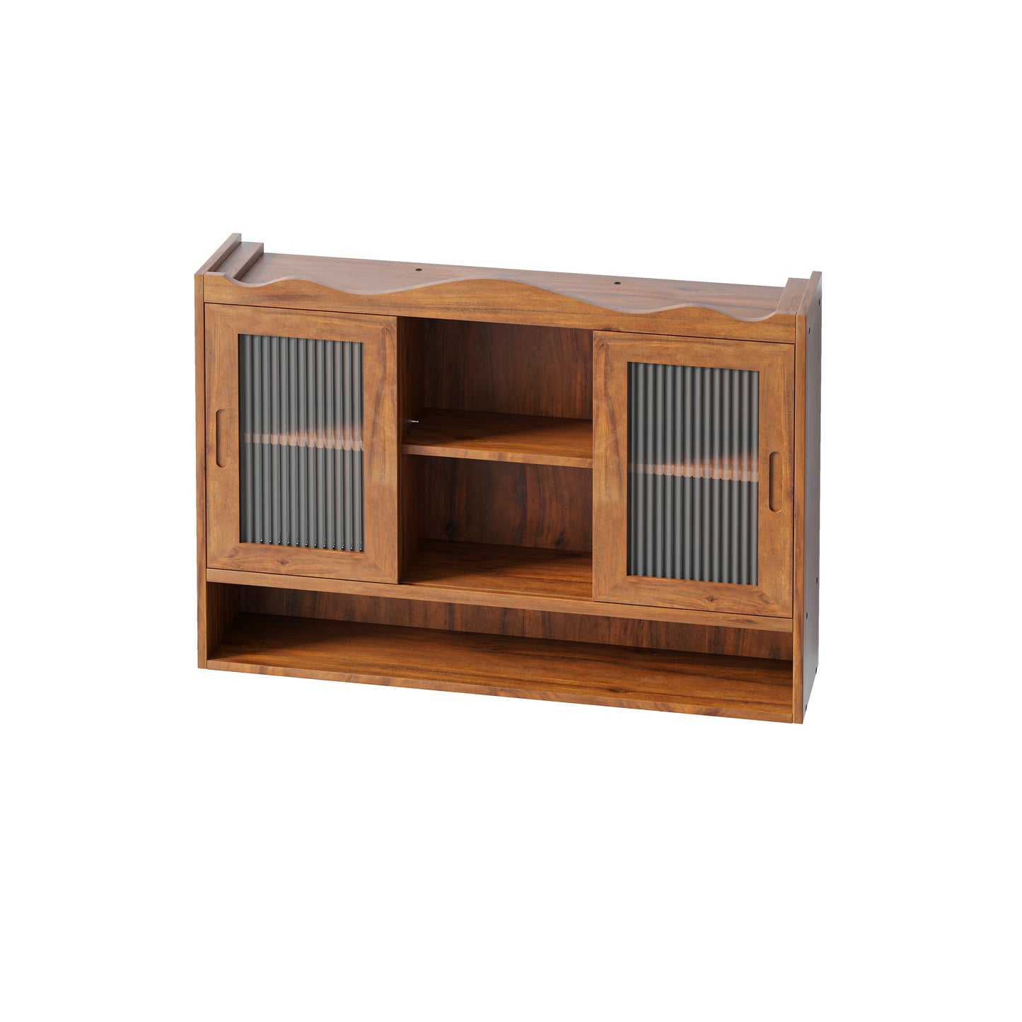 35.4"Retro 2 Door Sliding Cabinet Three Layers of Storage Space,Suitable for Bathrooms,Kitchens,Dining Rooms,Brown image 6