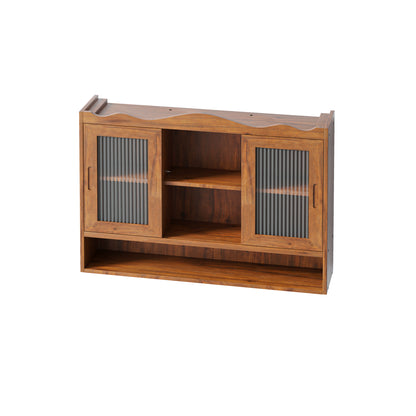 35.4"Retro 2 Door Sliding Cabinet Three Layers of Storage Space,Suitable for Bathrooms,Kitchens,Dining Rooms,Brown image 6