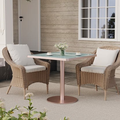 31.5"Square Modern Tulip Dining Table, Sintered Stone Tabletop with Luxury Faux Marble Print, Stainless Steel Bracket Base, Scratch & Wear Resistant, Waterproof Surface, Ideal for Indoor & Outdoor Use image 10