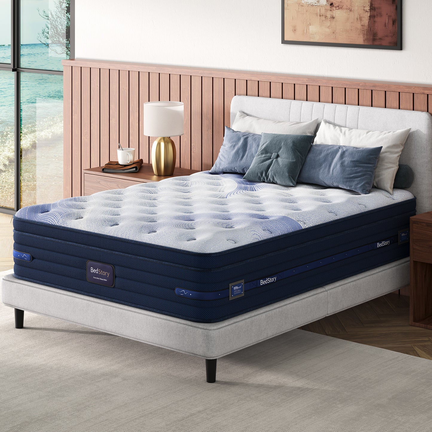 Bedstory Spine Align 13" King Firm Pressure Relieving Cooling Hybrid Mattress with Instant Touch Cooling Fabric, 360° Airflow Circulation & Air Boost Comfort Foam image 8