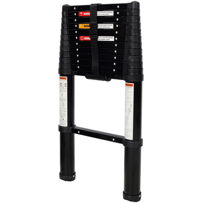 12.5FT Telescopic Ladder Aluminum Ladder with Non-Slip Feet, Slow Down Safety Function Portable Extension Ladder for Household and Outdoor Working, 330lb Capacity Black image 2