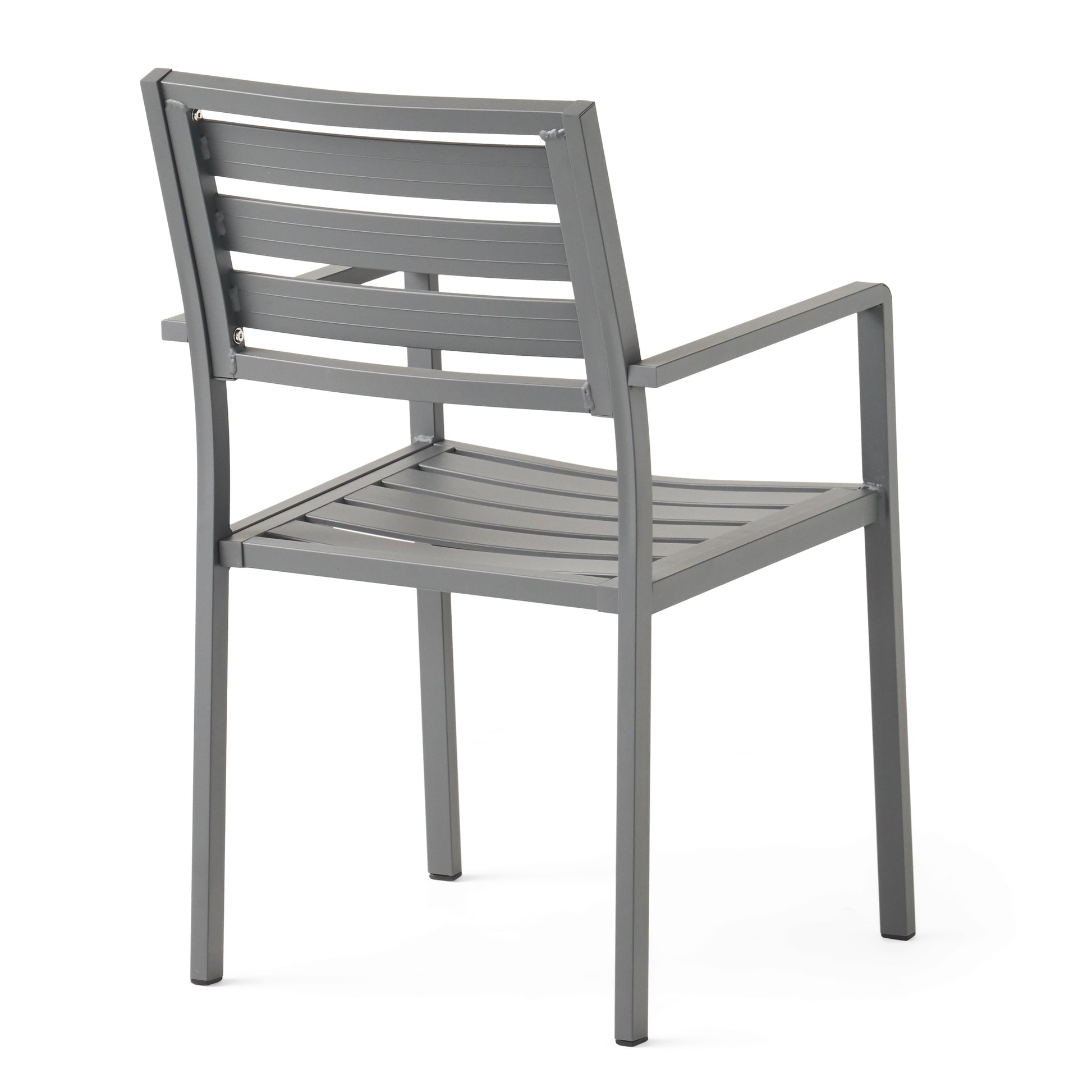 Outdoor Modern Aluminum Dining Chair (Set of 2), Gun Metal Gray image 7