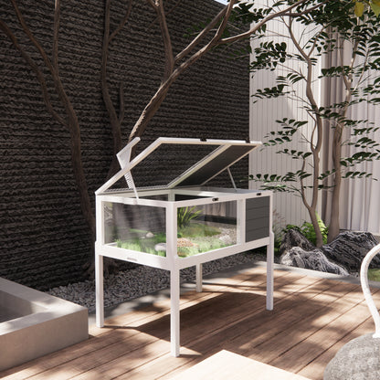 Reptile Habitat Tortoise House with Lamp Holder, Large Observation Window, Waterproof Tray, Detachable Legs, Easy to Clean Wooden Enclosure for Turtles, Lizards, Geckos, and Small Pets Indoor Outdoor image 10