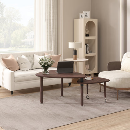 360 degree Rotatable modern Coffee Table for Living Room, solid wood legs with simply assemble Cocktail Table, Rotating Modern Apartment Wood Furniture Walnut / Black / Grey Brown / White image 7