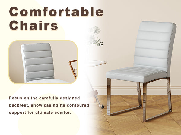 2-Pack - Premium PU office/dining chairs with high-density foam, sturdy iron legs (electroplate/spray paint), multiple colors. Easy assembly image 4