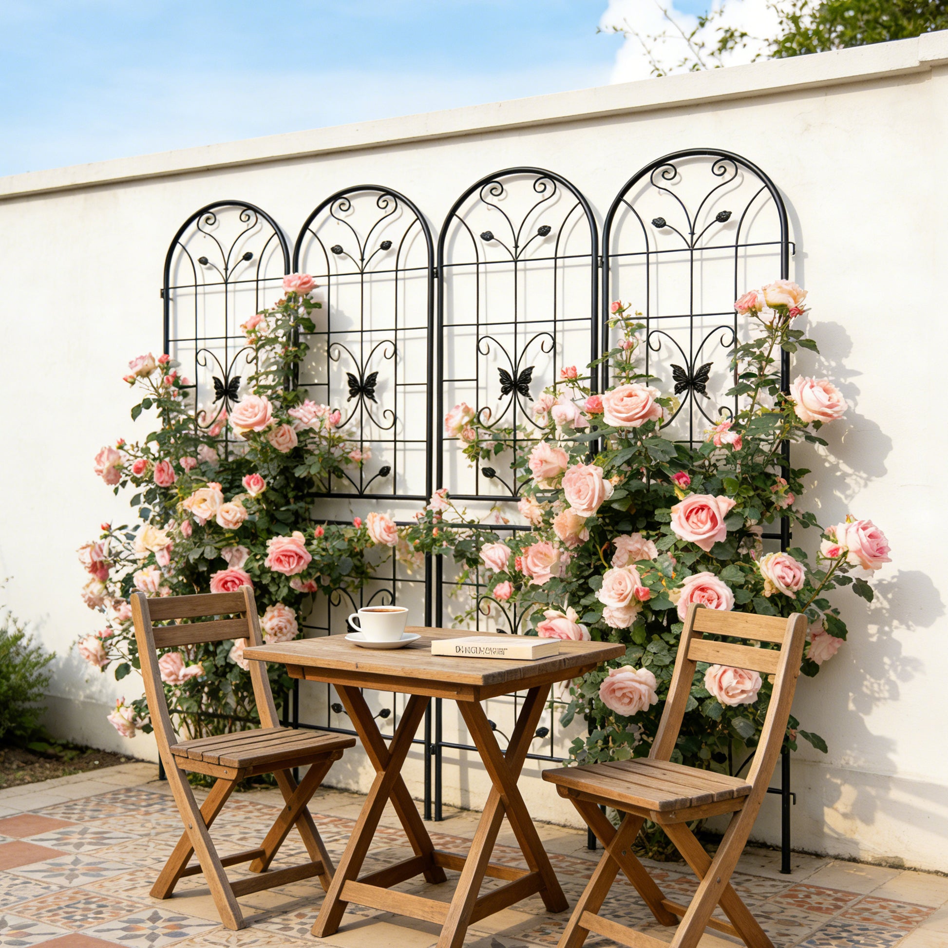 2 Pack Metal Garden Trellis 86.7" x 19.7" Rustproof Trellis for Climbing Plants Outdoor Flower Support Black image 7