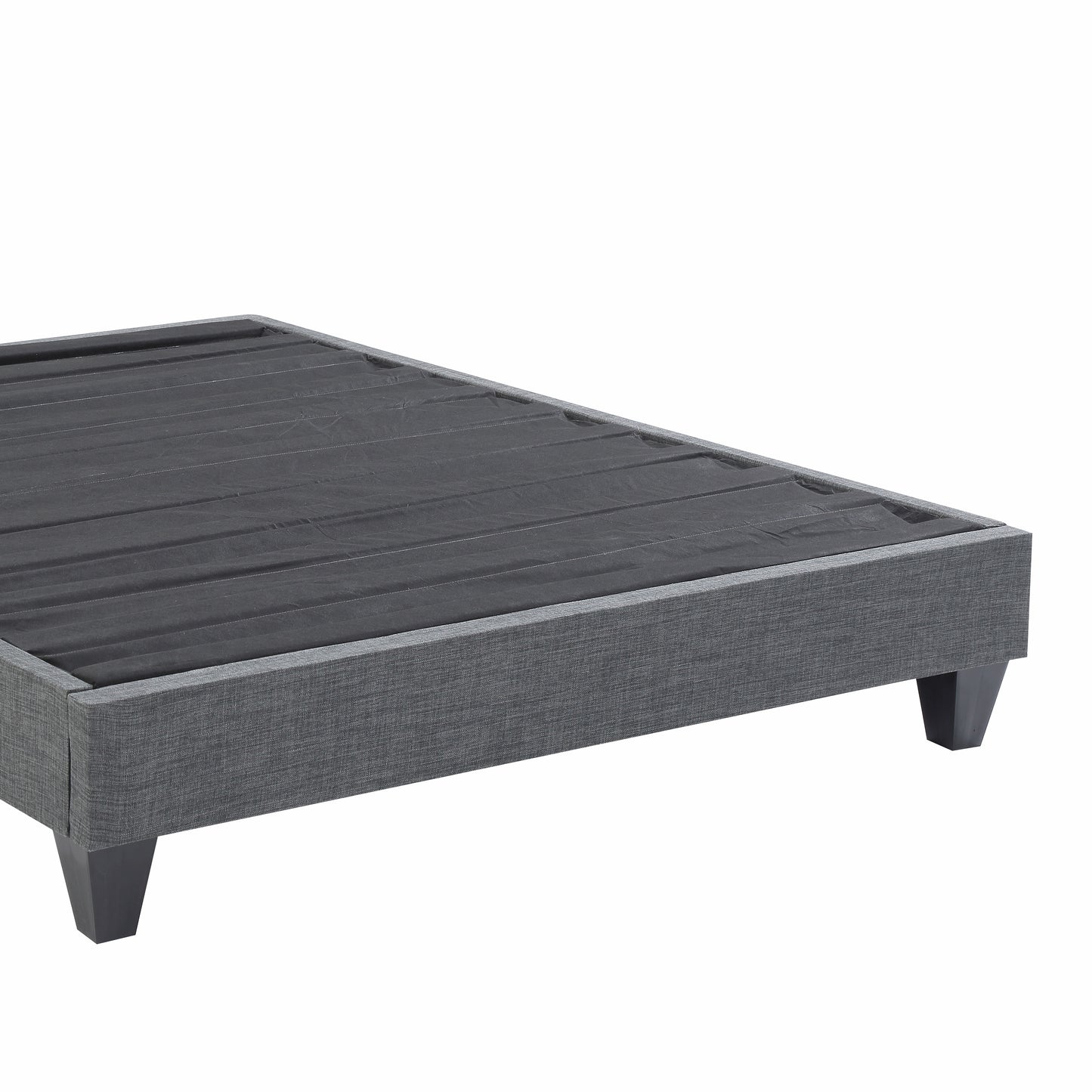 Contemporary Grey Upholstered Platform Bed, Polyester Fabric Bed Frame, Reinforced Support Geometric Foot Platform Bed No Box Spring Needed, Easy Assembly,Full image 11