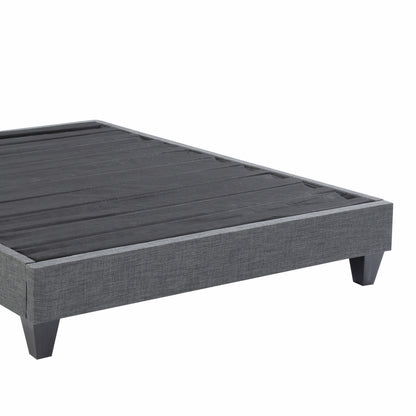 Contemporary Grey Upholstered Platform Bed, Polyester Fabric Bed Frame, Reinforced Support Geometric Foot Platform Bed No Box Spring Needed, Easy Assembly,Twin image 11