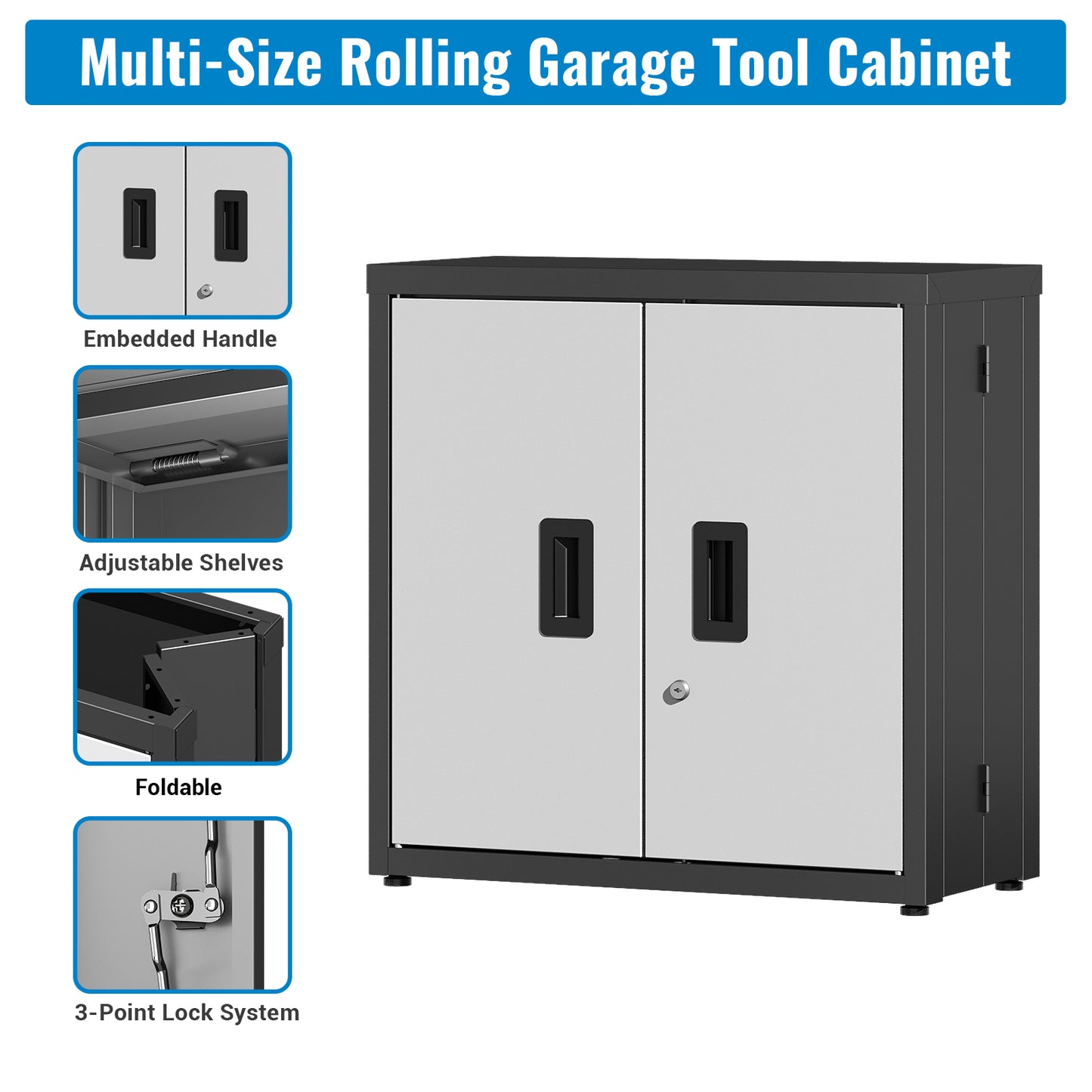 Metal Tool Garage Storage Cabinet with 2 Doors and lock image 7