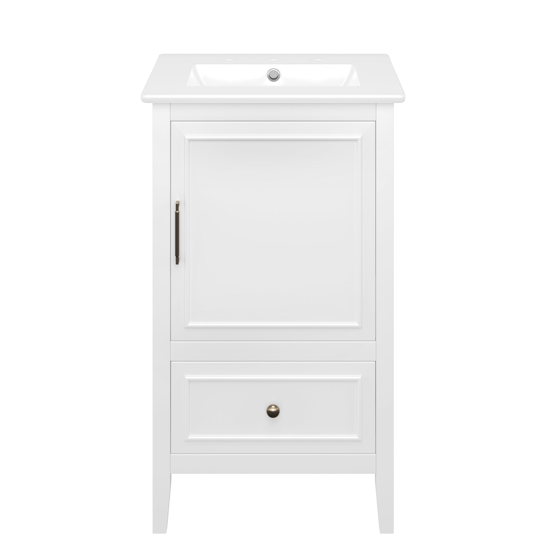 20" Bathroom Vanity with Sink, Bathroom Cabinet with A Door, Door Shelf Storage and Adiustable Foot Pads, A Drawer, White(Old SKU:N725P192821K) image 9