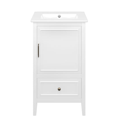 20" Bathroom Vanity with Sink, Bathroom Cabinet with A Door, Door Shelf Storage and Adiustable Foot Pads, A Drawer, White(Old SKU:N725P192821K) image 9