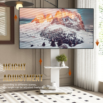 TV Stand with Shelf for Living Room, Bedroom,Offices,Mobile TV Cart for 32-75 inches,Floor Stand with Mount on Lockable Wheels,White image 2