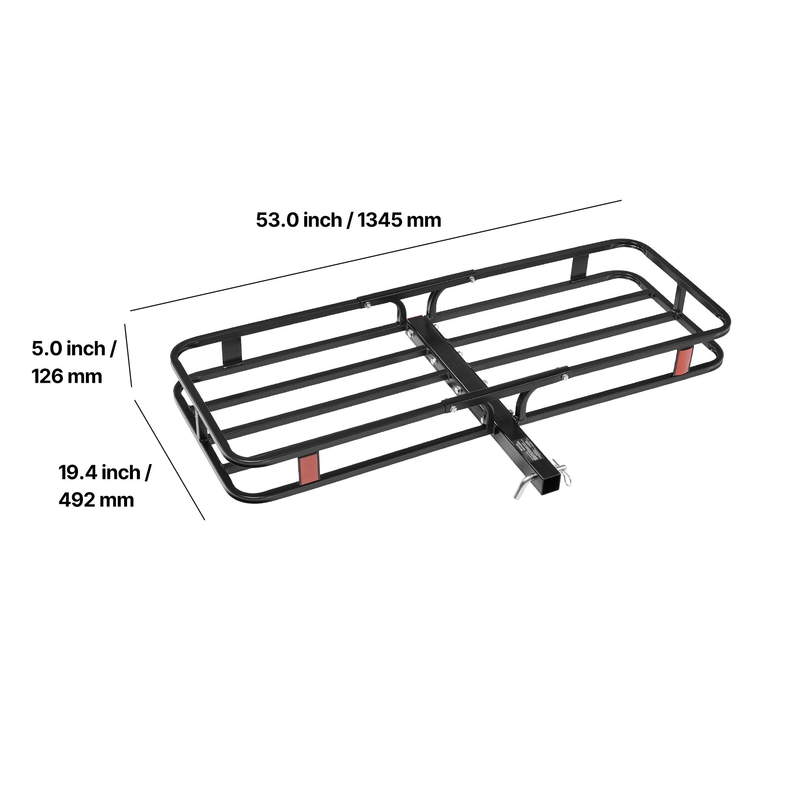 53" x 19" x 5", Hitch Cargo Carrier, 500 lbs Capacity Hitch Cargo Carrier with Hitch Stabilizer & Ratchet Straps, Hitch Mount Cargo Carrier with Cargo Net with Hook, Fit for SUVs image 11