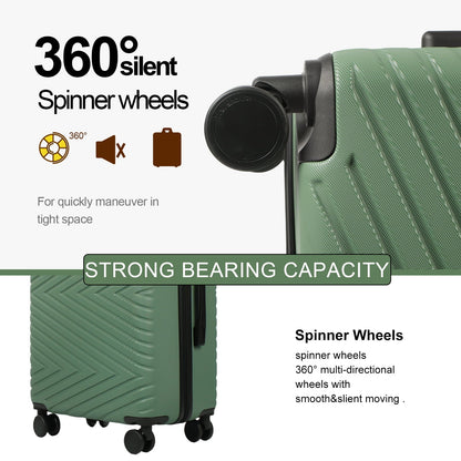 luggage 4-piece ABS lightweight suitcase with rotating wheels, 24 inch and 28 inch with TSA lock, (16/20/24/28) GREEN image 6