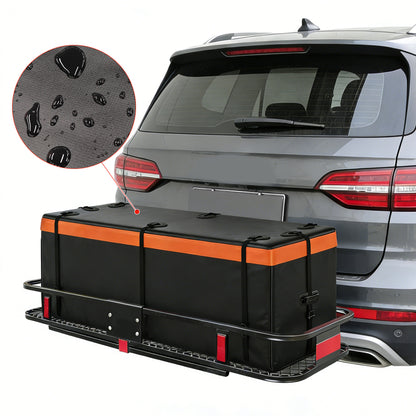 Heavy Duty Folding Hitch mount Cargo Carrier Load Capacity 500Lbs 60"(L)X 20"(W)X 6"(H) Trailer Fold up Luggage Basket with Stablizer Waterproof Bag Net Ratchet Straps Combination Lock for SUV Pickup image 3