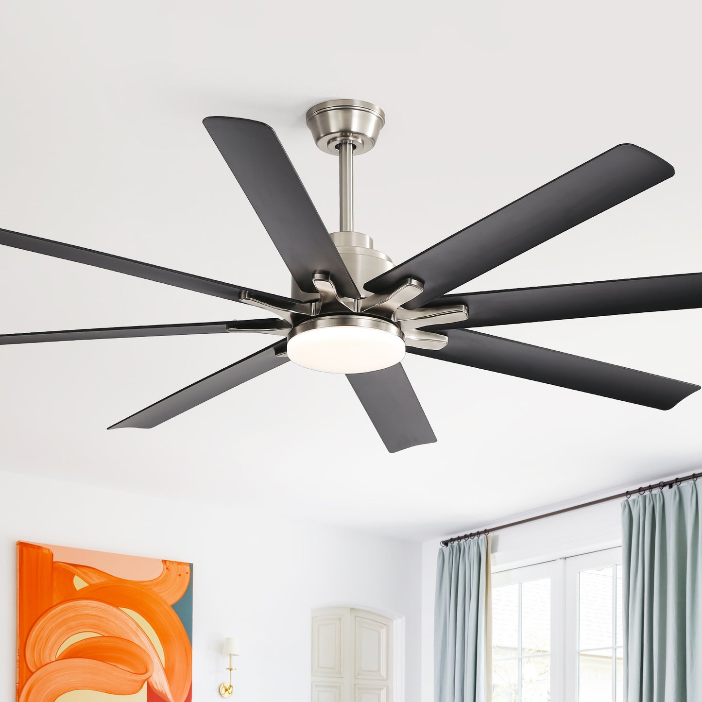 52-Inch Smart Ceiling Fan With Lights,6 Wind Speed,With 8 Black ABS Blades,Voice Remote,Fan For Bedroom,Living Room,Patio,Kitchen image 8