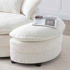360° Swivel Accent Barrel Chair Modern Comfy Round Reading Sofa Swivel Chairs Circle Lounge Chair for Bedroom Living Room w/4 Pillow Lower Seating Heigh (Beige)
