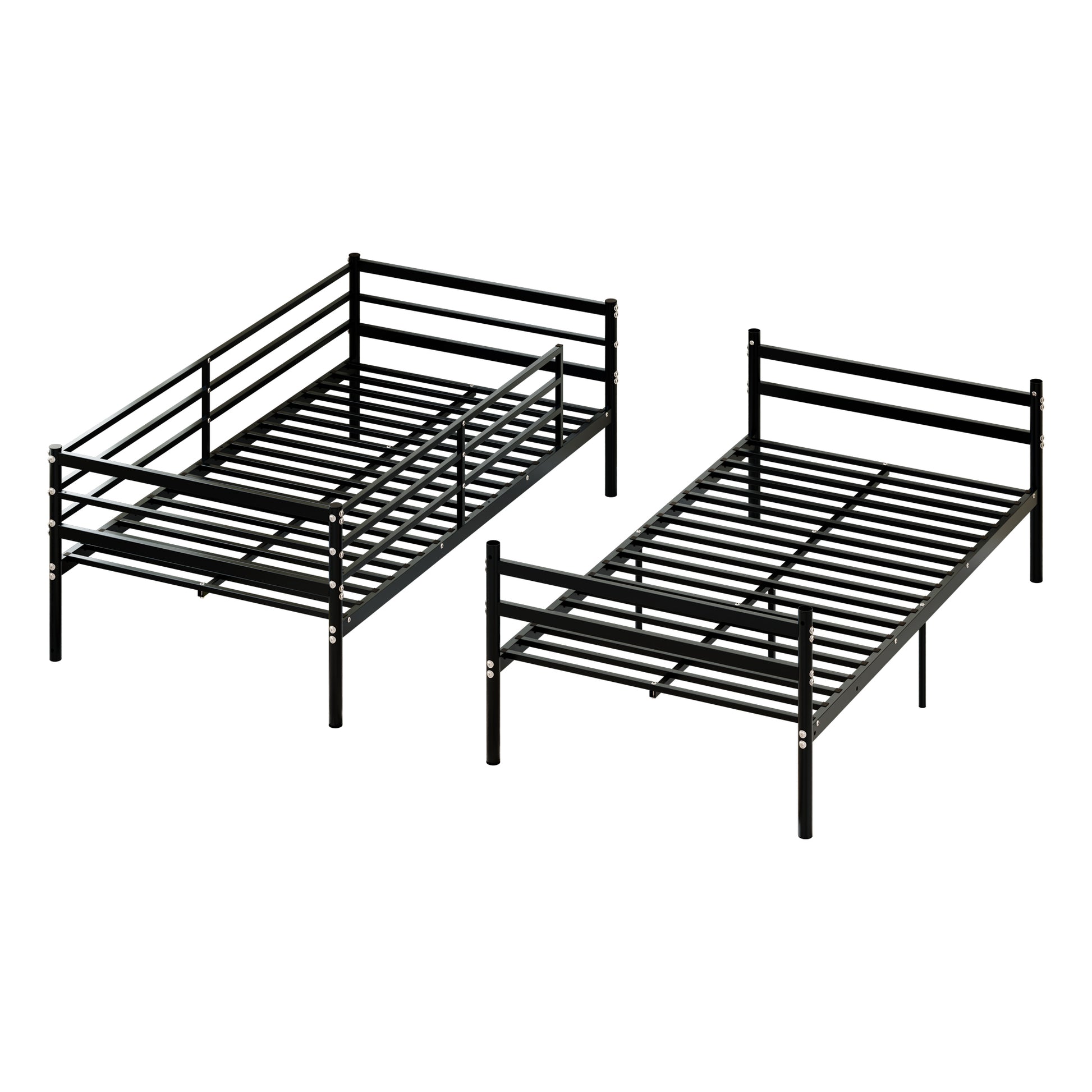 Bunk Bed Twin Over Twin for Kids/Teens/Adults Duty 2 Decker Bed with Flat Ladder, Metal Space Saver Bed with Stairs, Black image 7