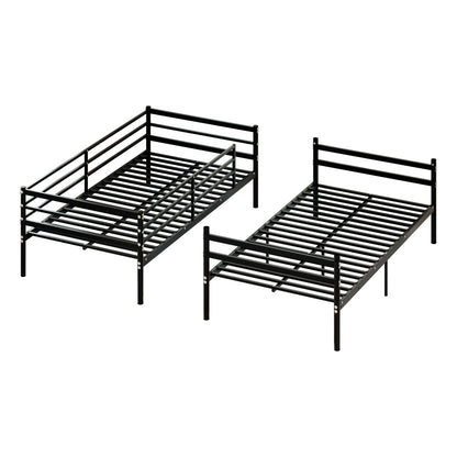 Bunk Bed Twin Over Twin for Kids/Teens/Adults Duty 2 Decker Bed with Flat Ladder, Metal Space Saver Bed with Stairs, Black image 7