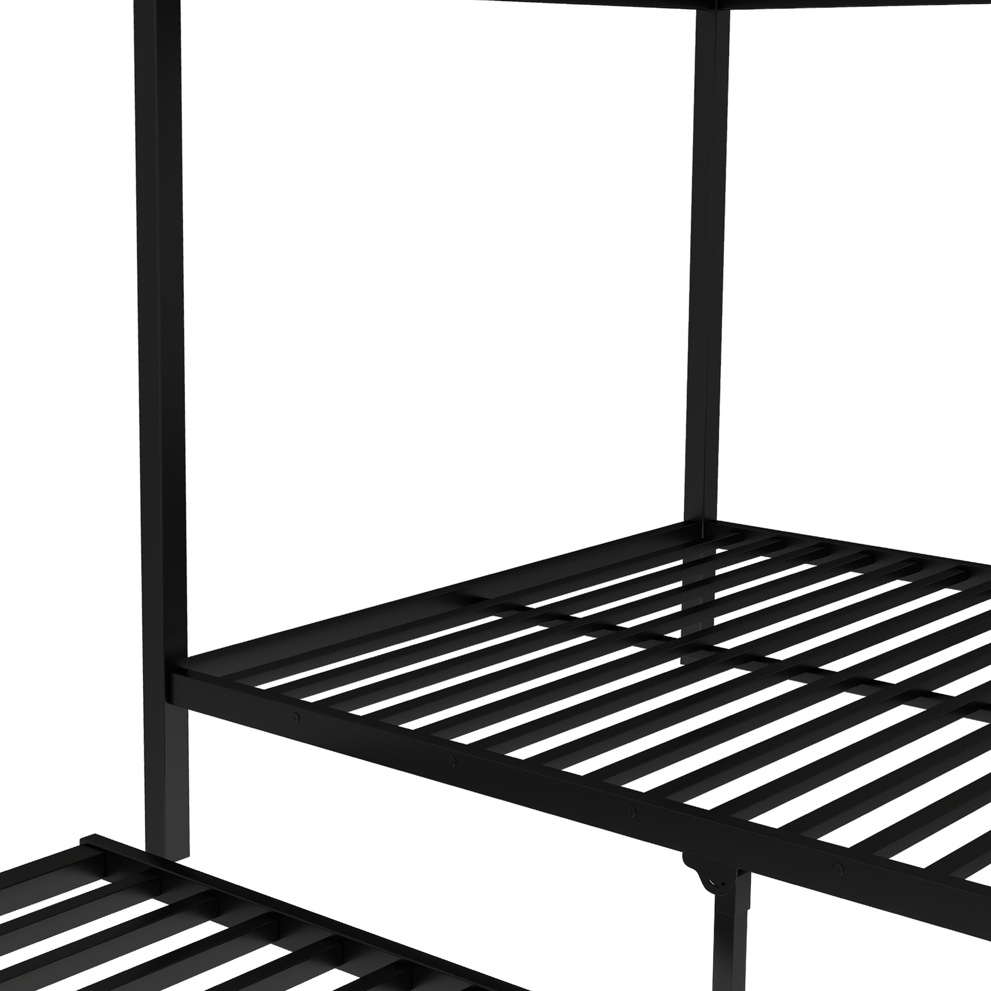 Full over Full Metal Bunk Bed with Twin Size Trundle, Black image 9