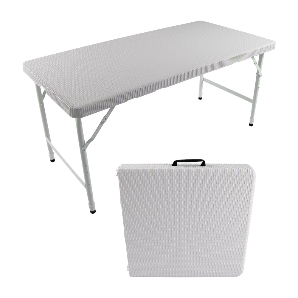 4ft Rattan Folding Table for Indoor&Outdoor, Portable Foldable Table Rattan Plaited Black