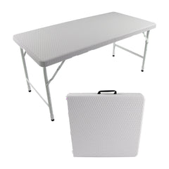 4ft Rattan Folding Table for Indoor&Outdoor, Portable Foldable Table Rattan Plaited Black