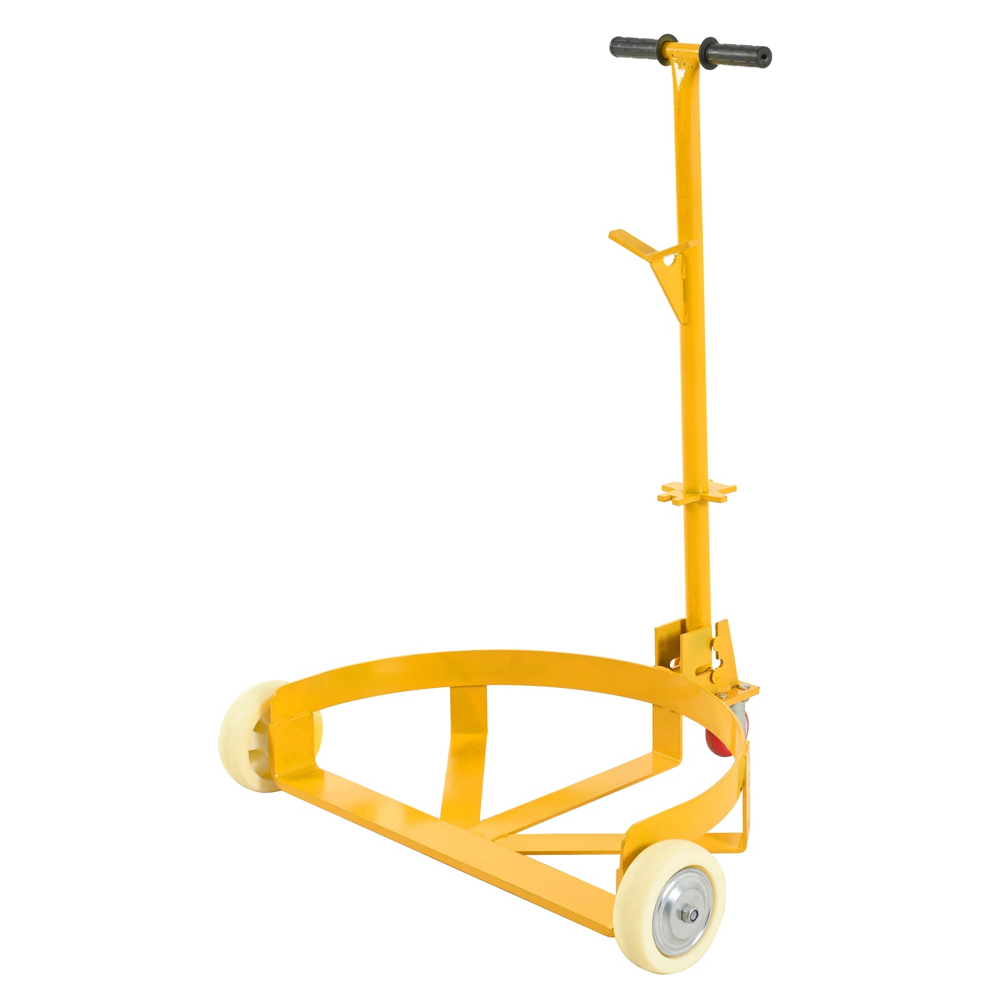 55 Gallon Drum Dolly, 1200lbs capacity, with 2 fixed PU Wheels and 1 swivel wheel - Low Profile Steel Oil Drum Caddy Oil Barrel Drum Roller Hand Cart image 1