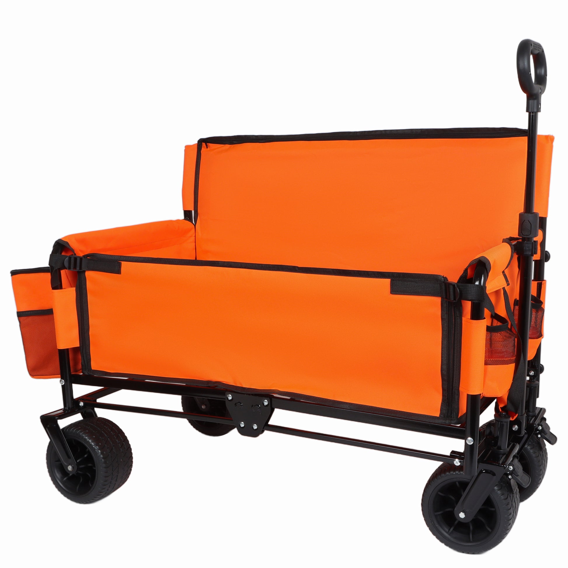 3-in-1 Folding Wagon Cart with Bench Seat, patent protection- Includes 1 ice pack, 500lbs Heavy-Duty Utility Wagon, 180L Capacity All-Terrain Wheels for Camping, Beach, Sports, Garden, orange image 12