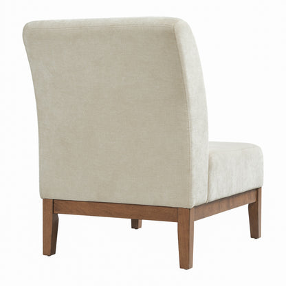 Modern Accent Chair - Beige Fabric Upholstered Accent Chair with Walnut Color Frame, 300lbs Capacity for Living Room, Bedroom & Entryway image 7