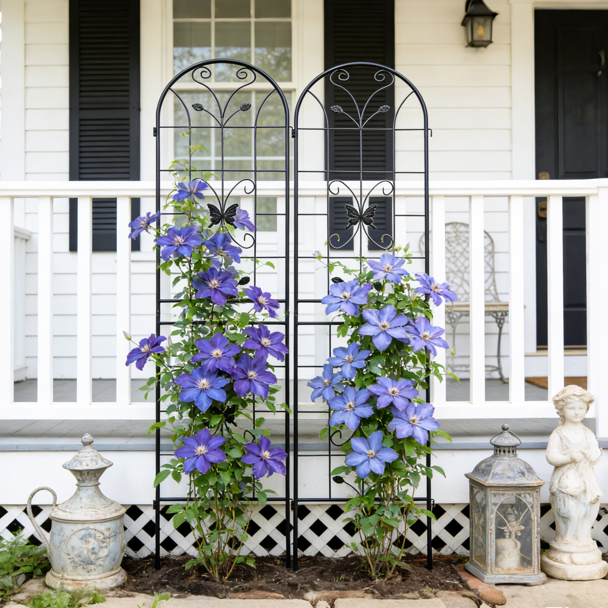 2 Pack Metal Garden Trellis 86.7" x 19.7" Rustproof Trellis for Climbing Plants Outdoor Flower Support Black image 9