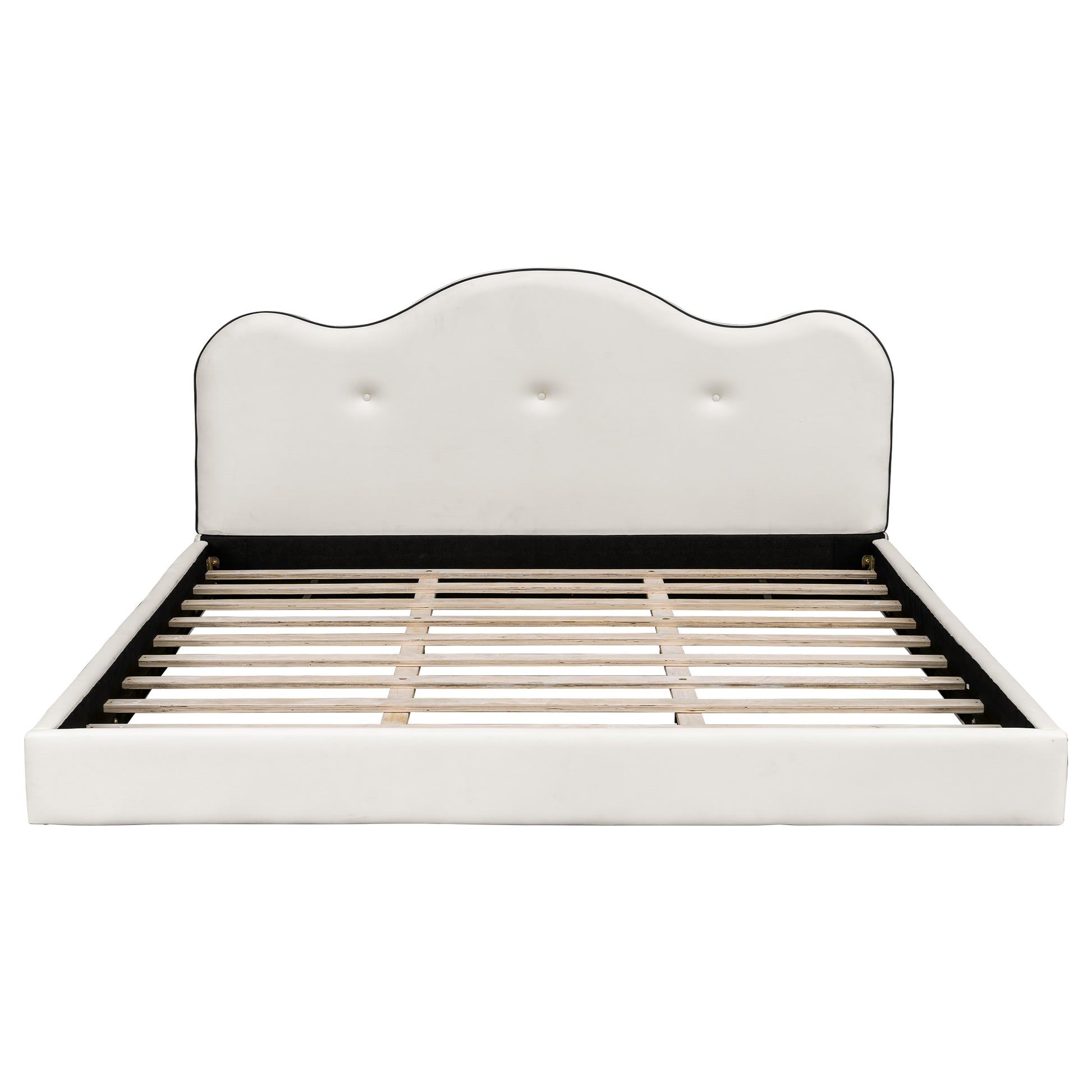 King Size Upholstered Platform Bed, Beige image 12