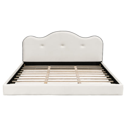 King Size Upholstered Platform Bed, Beige image 12