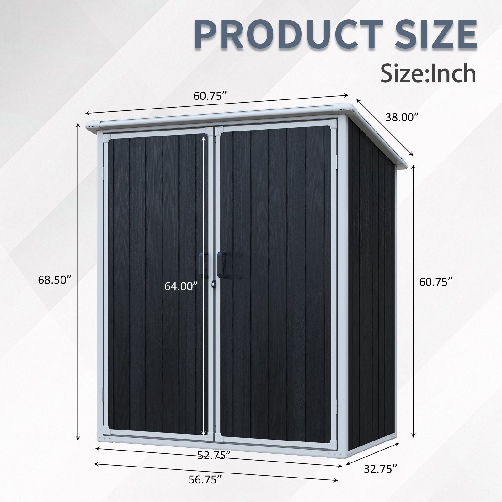 5x3 FT Outdoor Storage Shed Waterproof Resin Cabinet with Lockable Doors for Bikes and Patio Furniture Black image 4