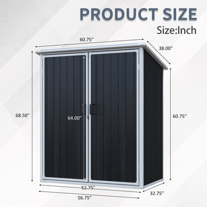 5x3 FT Outdoor Storage Shed Waterproof Resin Cabinet with Lockable Doors for Bikes and Patio Furniture Black image 4