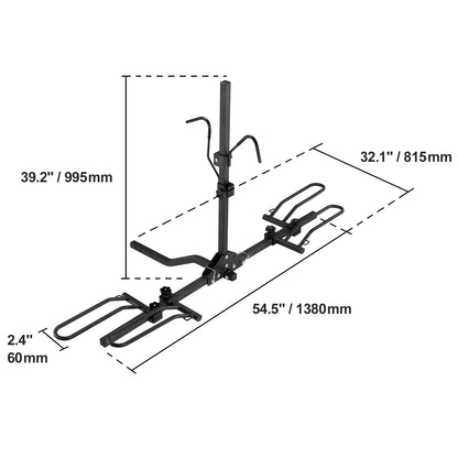 Hitch Mount Bike Rack, 2-Bike Platform Style, 80 LBS Max Capacity Bike Rack Hitch for 1.25-/2-inch Receiver, Titling and Folding Bike Carrier with Tires up to 2.4" Wide, for Car, SUV, Truck, RV image 11