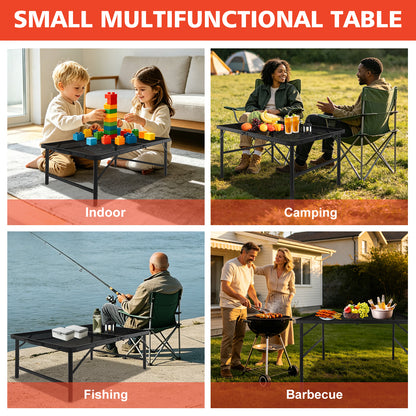 3FT Camping Table with Mesh Desktop, Lightweight & Portable Small Folding Grill Table Black image 6