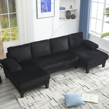 [VIDEO provided][New]U-Shaped Couch with Oversized Seat,4-Seat Sofa with Double Chaise,Comfortable and spacious indoor furniture for Living Room,Apartment image 5
