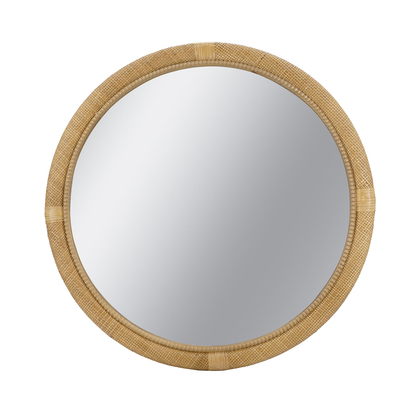31.9" Woven Rattan Decorative Round Mirror with Wrapped Accents image 2