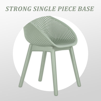 Summer - 2-Pack Pale Green Modern Lounge Chairs – Indoor/Outdoor All-Weather PP Plastic with 36 Inch Indoor/Outdoor Modern White Round PP Table image 12
