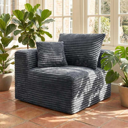 Gray Corduroy Modular Compression Sofa, Legless Floor-Hugging Armless Accent Chair for Living Room Bedroom image 2